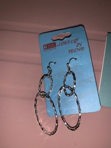 lot 48 image: 1 pair double hoop earrings and 1 palm tree necklace