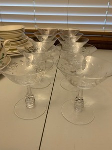 lot 72 image: Tiffin Franciscan montye Carlo  crystal stemware etched glass