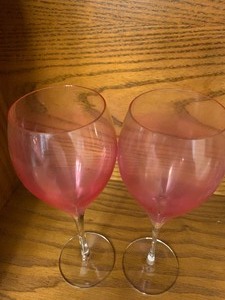 lot 83 image: Pair misc crystal wine glasses