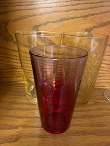 lot 84 image: 3 glass heavy tumblers