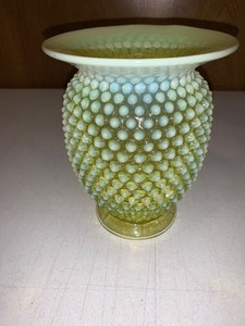 lot 151 image: Large 1930s Fenton uranium glass Hobnail vase