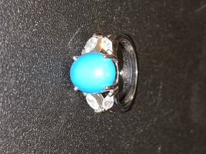 lot 135 image: 925 sterling silver Sonora turquoise stone ring size 7