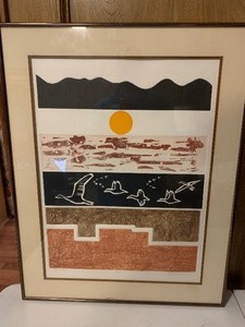 lot 201 image: Rare David Walmsley pencil signed & numbered mixed media lithograph