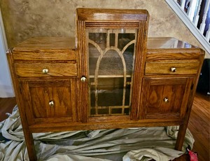 lot 1 image: 1930-1940s art deco waterfall cabinet
