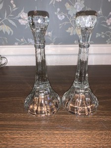 lot 205 image: Pair of beautiful glass candlesticks