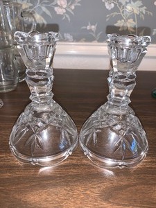 lot 209 image: Crystal clear industry crystal lead candlesticks