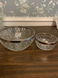 lot 213 image: Large Waterford and Sterling bowl  - small Gorhan silver finger bowl and fruit bowl