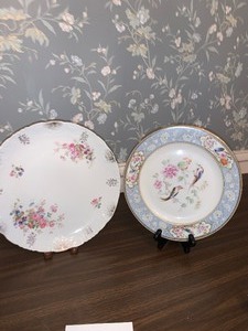 lot 215 image: 2 vintage decorative plates as shown with stands very nice