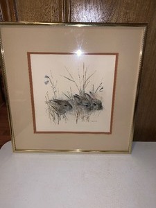 lot 227 image: Framed and matted wall decor - Mads Stage is the artist - see pics for details