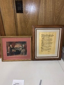 lot 228 image: 2 piece wall decor - 23rd Psalm and 1 MJ Design framed art