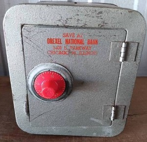 lot 14 image: Drexel National Bank Combination Coin Bank