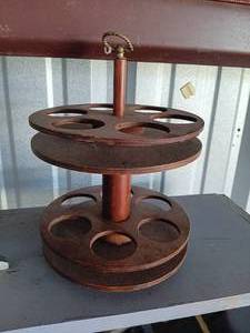 lot 31 image: Rotating 12 Bottle Wooden Spice Rack