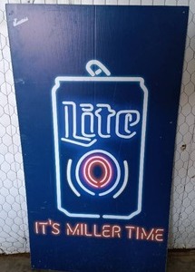 lot 36 image: Plastic Miller Lite Beer Sign--57x31