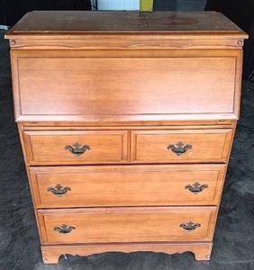 lot 66 image: Vintage Solid Wood Secretary 4 Drawer Desk---41x33x18