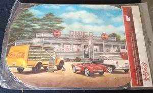 lot 47 image: New Old Stock Set of 4 Coca Cola Double Sided Placemats