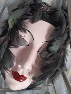 lot 52 image: Ceramic Art Deco Feathery Wall Hanging Mask
