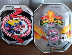 lot 62 image: Mighty Morphin Power Rangers Pink Ranger Wrist Watch in Collectors Tin---Needs battery