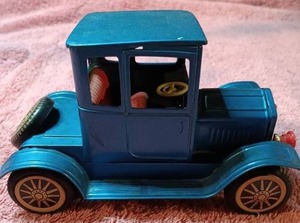 lot 72 image: Vintage Japanese Tin Friction Car--Blue Hardtop--Works