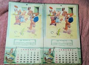 lot 75 image: Selection of 2 Vintage Lawson Wood 1958 Advertising Calendars--Calendars are complete
