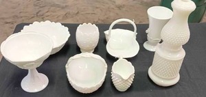 lot 89 image: Large Selection of Vintage Milk Glass---Various Brands and Designs
