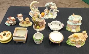 lot 90 image: Large Selection of Random Ceramic and Porcelain Decor Pieces--Nippon, Austrian, Made in Japan, Dreamcicles and Precious Moments