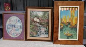 lot 97 image: 3 Nice Pieces of Wall Art in Really Nice Frames