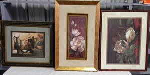 lot 99 image: 3 Pieces of Floral Wall Art in Nice Frames