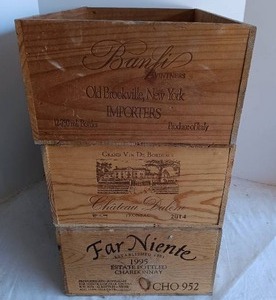 lot 127 image: Selection of 3 Wooden Wine Crates From Around the World---Check this out