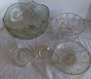 lot 119 image: Vintage Large Punchbowl, Salad Bowl and Other Glassware