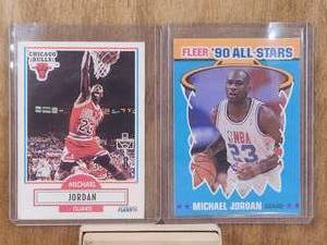 lot 31 image: Michael Jordan - 1990 Fleer #26 & 1990 Fleer sticker card #5 of 12