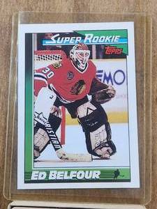lot 38 image: Ed Belfour - 1991 Topps hockey card - Rookie card - #4