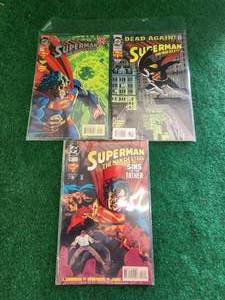 lot 46 image: Superman - selection of 3 DC comics - Man of Steel #37, 45, and 47 - in plastic sleeves