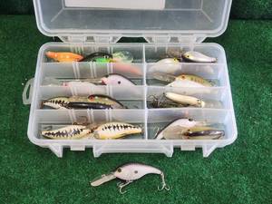 lot 125 image: Selection of fishing lures in case