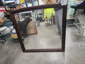 lot 152 image: Large wood framed mirror - 39x40