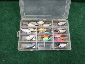 lot 177 image: Selection of fishing lures in case