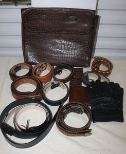 lot 40 image: Leather Document Holder and Leather Belts and more
