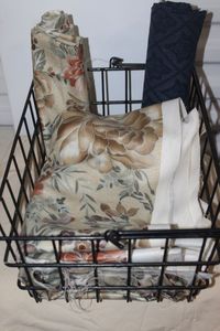 lot 108 image: Metal Basket with Various Fabrics