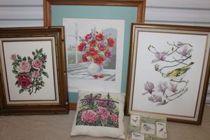 lot 117 image: Beautiful Framed Cross Stitch Pieces and more