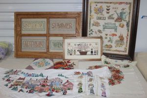 lot 119 image: Framed and Unframed Cross Stitch Decor as shown