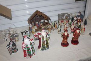 lot 127 image: Vintage Nativity Scene as Well as a Variety of other Christmas Decoration Items
