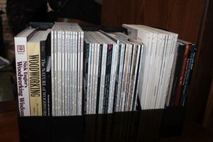 lot 148 image: Woodworking Books on lathe Turning, Box building, General Woodshop, and Fine Woodworking Magazines