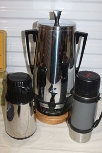 lot 133 image: Vintage Coffee Perculator, Dispenser and ToGo Thermos