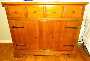 lot 27 image: OLDER WOOD BUFFET - CHECK OUT THE DOVETAIL JOINTS $$