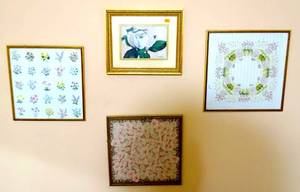lot 75 image: COLLECTION OF FRAMED LINEN PRINTS - APPROX 12 X 12