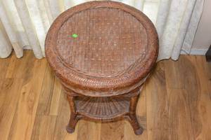lot 102 image: WICKER END TABLE $ VINTAGE