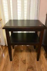 lot 107 image: VINTAGE (POSSIBLY ANTIQUE) 2 TIER SIDE TABLE $$