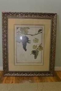 lot 188 image: LARGE PAINTING IN A VERY ORNATE FRAME WITH MAT FEATURING GRAPES