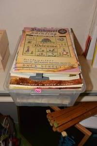 lot 204 image: STACK OF PAINTING INSTRUCTIONAL BOOKS, NEW PICTURE FRAMES AND PLASTIC BIN