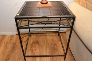 lot 214 image: NICE BLACK METAL SIDE TABLE