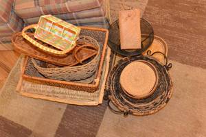 lot 221 image: MISC LOT OF WICKER BASKETS